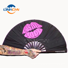 personalized 33cm kung fu handheld black hand fan